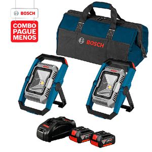 Combo Pague Menos Bosch 18V - Lanterna GLI 18V-1900 + Lanterna GLI 18V-1900, 2 baterias 18V 4,0Ah 1 carregador e 1 bolsa