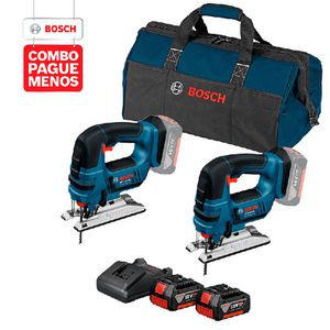 Combo Pague Menos Bosch 18V - Serra Tico-Tico GST 18V-LI + Serra Tico-Tico GST 18V-LI, 2 baterias 18V 4,0Ah 1 carregador e 1 bolsa