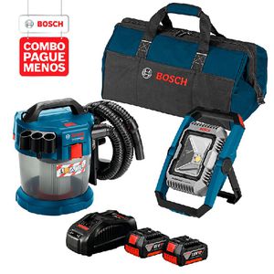 Combo Pague Menos Bosch 18V - Lanterna GLI 18V-1900 + Aspirador de Pó GAS 18V-10 L, 2 baterias 18V 4,0Ah 1 carregador e 1 bolsa