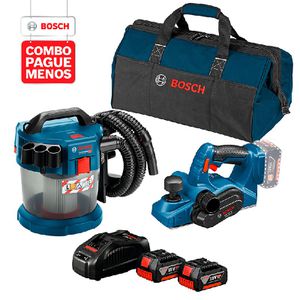 Combo Pague Menos Bosch 18V - Plaina GHO 18V-LI + Aspirador de Pó GAS 18V-10 L, 2 baterias 18V 4,0Ah 1 carregador e 1 bolsa