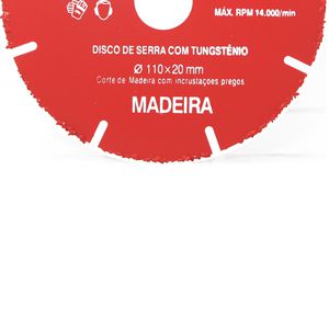 Disco de Serra com Tungstênio para Madeira 110 x 20mm 245,0001 – ROCAST