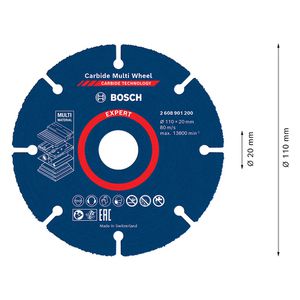 Disco de Corte EXPERT Carbide Multi Wheel 110 mm x 20 mm - Bosch