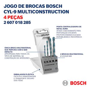 Jogo de brocas Bosch CYL-9 Multimaterial Ø 4-5-6-8 mm 4 peças