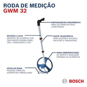 Roda de Medição Bosch GWM 32 com bolsa de proteção