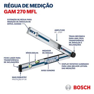 Medidor de ângulos e inclinação Bosch GAM 270 MFL 270º