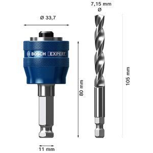 Adaptador para serra copo Bosch EXPERT PowerChange Plus HEX 11mm com broca HSS-G 7,1mm
