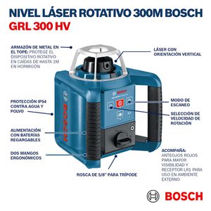Nível laser rotativo Bosch GRL 300 HV 300m