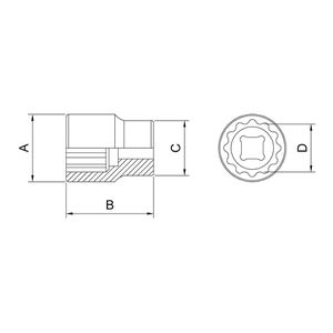 Soquete Estriado em Aço Cromo Vanádio 7/8'' - Encaixe 1/2'' Tramontina PRO