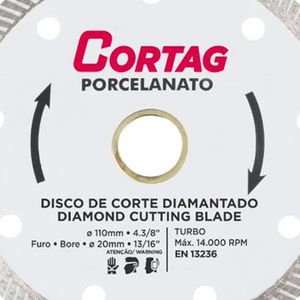 Disco de Corte Diamantado Porcelanato 110mm - CORTAG