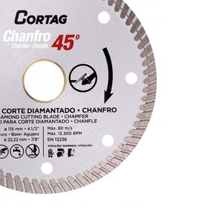 Disco Diamantado Chanfro 45º 115x22,2mm 61907 - Cortag