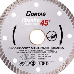 Disco Diamantado Chanfro 45º 115x22,2mm 61907 - Cortag