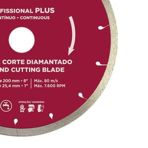 Disco de Corte Diamantado Profissional Plus 200mm 8Pol. 7.600rpm - Cortag