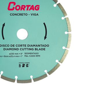 Disco Diamantado Concreto/Viga 230mm - Cortag