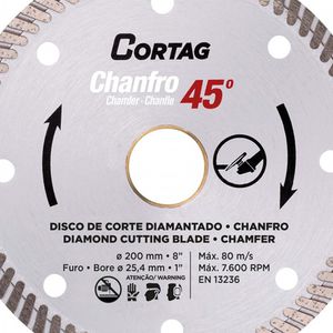 Disco Diamantado Chanfro 45º 200x25,4mm 61681 - Cortag