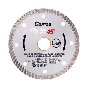 Disco Diamantado Chanfro 45º 200x25,4mm 61681 - Cortag