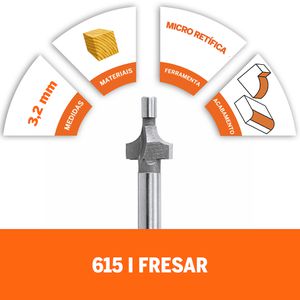 Fresa Para Arredondado De Cantos Em Madeira 615 - Dremel 