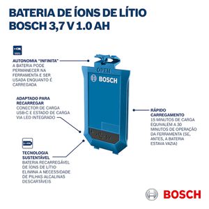 Bateria recarregável de íons de lítio Bosch 3,7V 1.0Ah