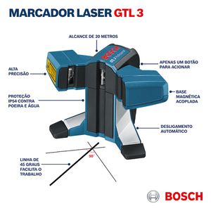 Nível a laser Bosch GTL 3 com alcance de até 20 metros