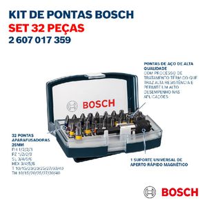Kit de Pontas para parafusar Bosch com 32 unidades