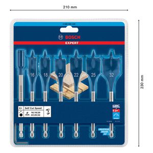 Jogo com 7 Brocas Bosch EXPERT Self Cut Speed 16-32mm x 152mm