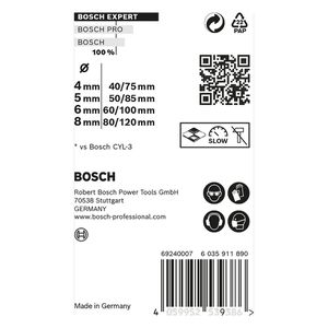 Kit Brocas Bosch EXPERT CYL-9 MultiConstruction Diâmetro 4-5-6-8 mm