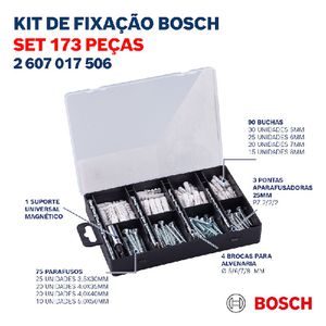 Kit de Fixação com Brocas, Pontas, Parafusos e Pregos 173 uni. Bosch