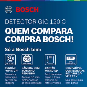 Câmera de inspeção Bosch GIC 120 C com cabo de 120 cm