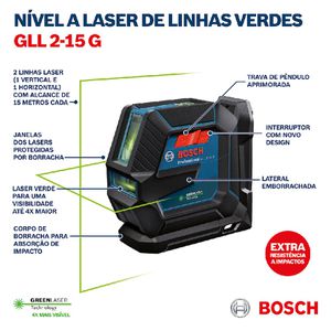 Nível a laser Bosch GLL 2-15 G 15 metros