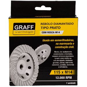 Rebolo Diamantado Tipo Prato c/ Rosca 115xM14mm (573,0005) - Graff Vantage