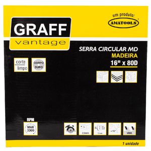 Serra Circular C/ Pastilha de Metal Duro P/ Madeira 16''x80D (579,0027) - Graff Vantage 