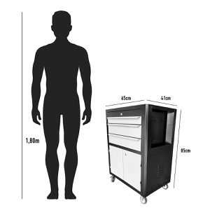 Carrinho Fechado p/ Ferramentas com 03 Gavetas C-06 Preto - FERCAR