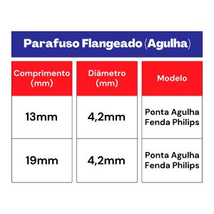 Kit Parafuso Flangeado 4,2mm X 13mm - Agulha/phillips 33,0001 (Com 100 Unidades) - Nord