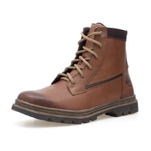 Bota Couro legitimo Coturno Masculino cano médio Roraima ROTA79 COR Nescau