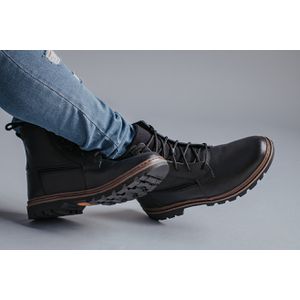 Bota de Couro legitimo Masculina Coturno cano médio Roraima ROTA79 COR Preto