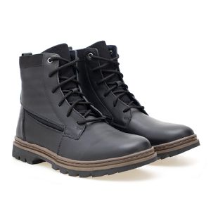 Bota de Couro legitimo Masculina Coturno cano médio Roraima ROTA79 COR Preto