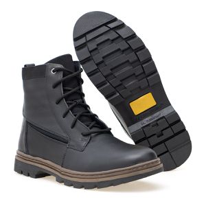 Bota de Couro legitimo Masculina Coturno cano médio Roraima ROTA79 COR Preto