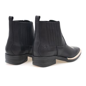 Bota Masculina Botina Texana Country Luxo Bico Quadrado em Couro Nobre Bordada no Bico ROTA79 cor Preto