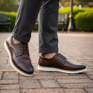 Sapato Social Oxford Confortavel Elegante Casual durável Rota79- Marrom