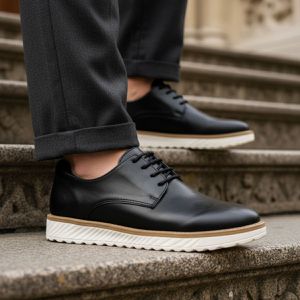 Sapato Social Oxford Masculino Confortavel Elegante Hybrid Derby Rota79 – Stealth Black Edition