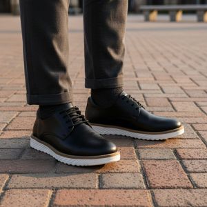 Sapato Social Oxford Masculino Confortavel Elegante Hybrid Derby Rota79 – Stealth Black Edition