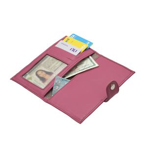 Carteira Feminina de Couro Legítimo NINA Rota79, Versátil, Prática e Linda, cor PINK