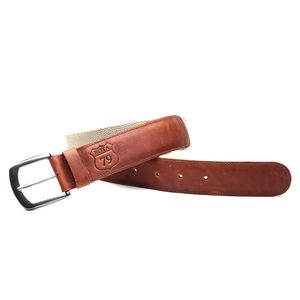  Cinto Premium Masculino Algodão com ponteiras de Couro Havana ROTA79