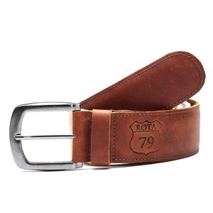  Cinto Premium Masculino Algodão com ponteiras de Couro Havana ROTA79