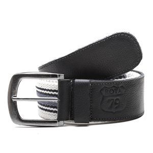  Cinto Masculino Premium Casual Moderno Gorgurão com ponteiras em Couro cor CINZA