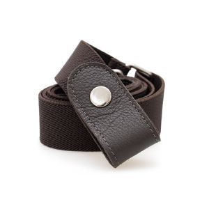 Cinto de Elástico Sem Fivela com Couro Legítimo Masculino Feminino ROTA79 cor Café