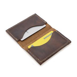Carteira Porta Cartão Masculino Couro Rústico RVIII ROTA79 cor wisky 