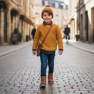 Botina Infantil Em Couro Legítimo Com Zíper Casual forrada costurada confortável e resistente Galocha Country Unissex cor Camel
