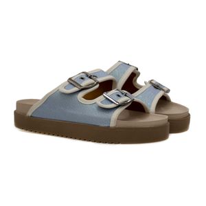 Sandália Feminina Isis Flat papete anatômica Rota79 cor Azul