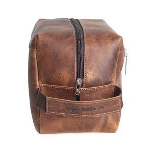  Nécessaire de Couro masculina Bolsa de mão MADRI ROTA79 cor Carvalho