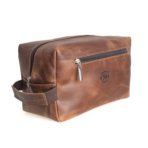  Nécessaire de Couro masculina Bolsa de mão MADRI ROTA79 cor Carvalho